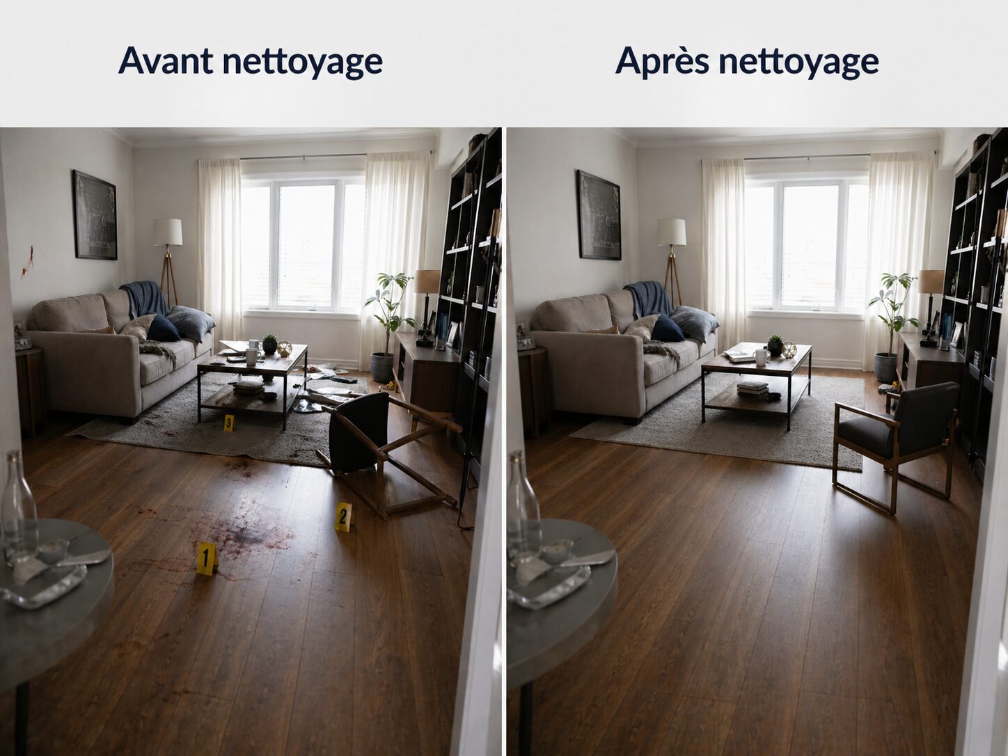 Avant après nettoyage après décès