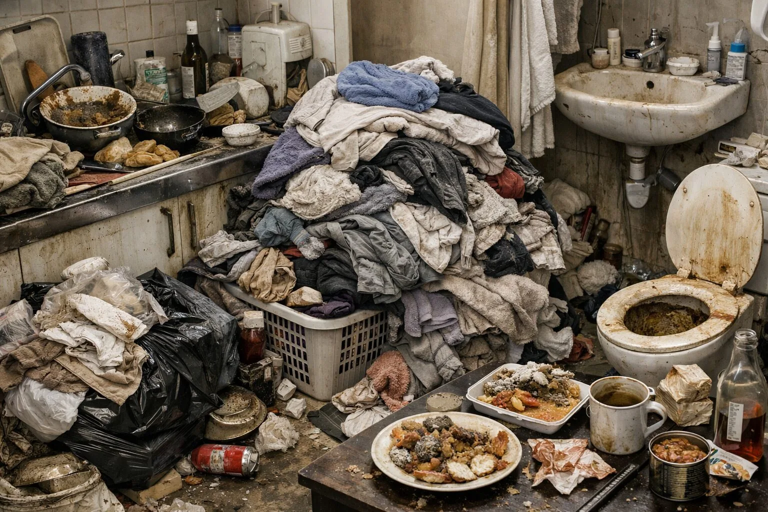 Quels changements précis dans la gestion du linge, de la toilette et des repas annoncent une évolution défavorable du syndrome de Diogène ?