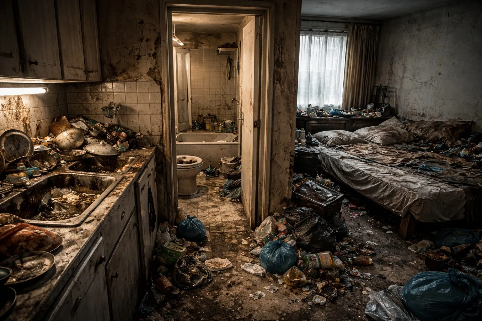 Quels signes fonctionnels montrent qu’un patient Diogène n’utilise plus normalement sa cuisine, sa salle de bain ou son lit malgré leur présence dans le logement ?