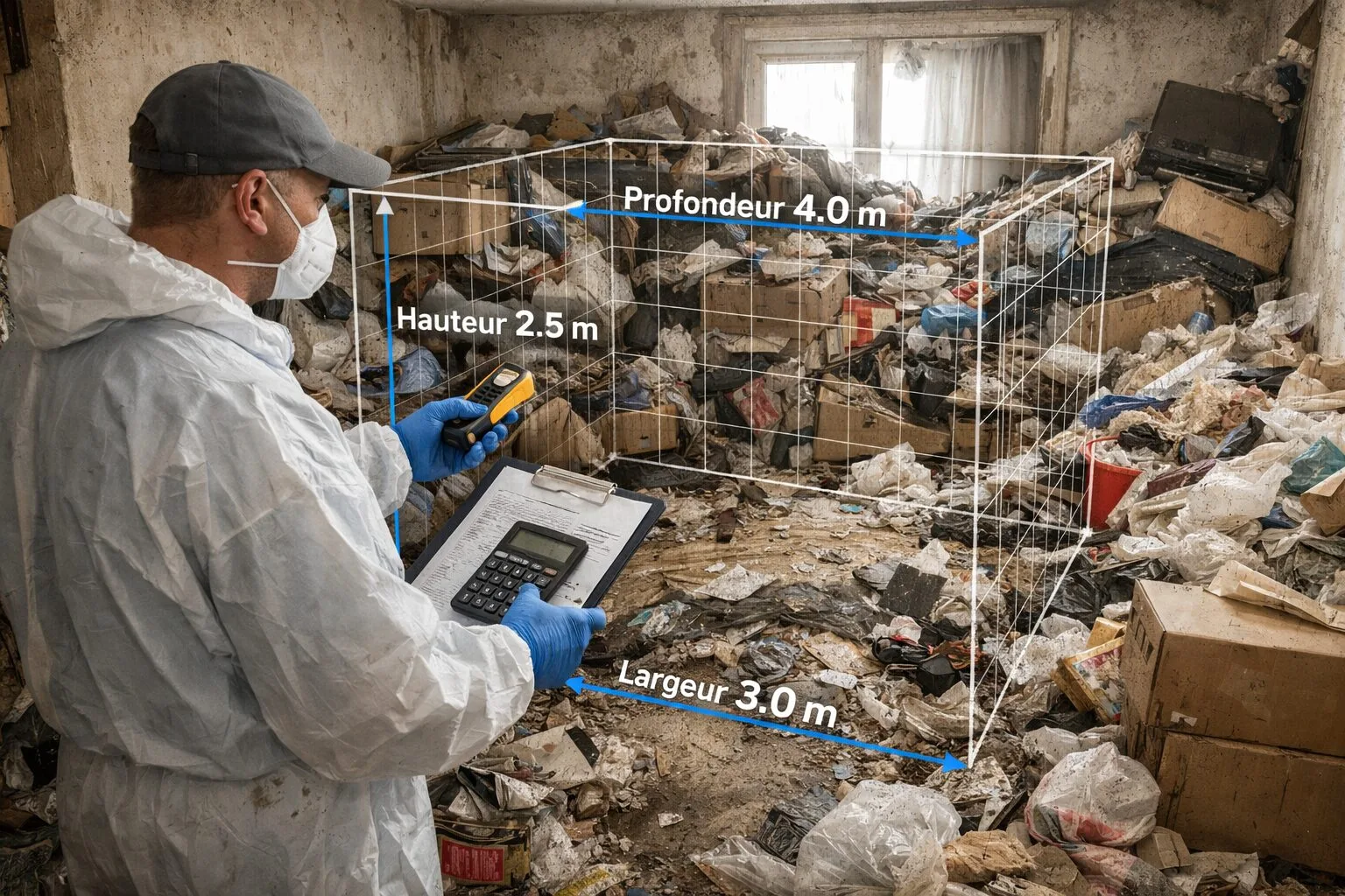 Débarras insalubre : comment estimer le volume réel (m³) sans sous-évaluer le chantier ?