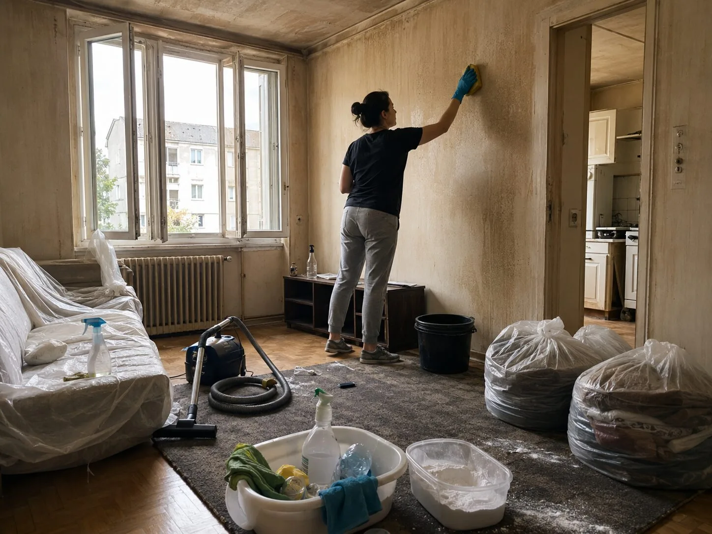 Comment enlever une odeur de fumée froide dans un logement très sale avec des textiles et des murs imprégnés ?