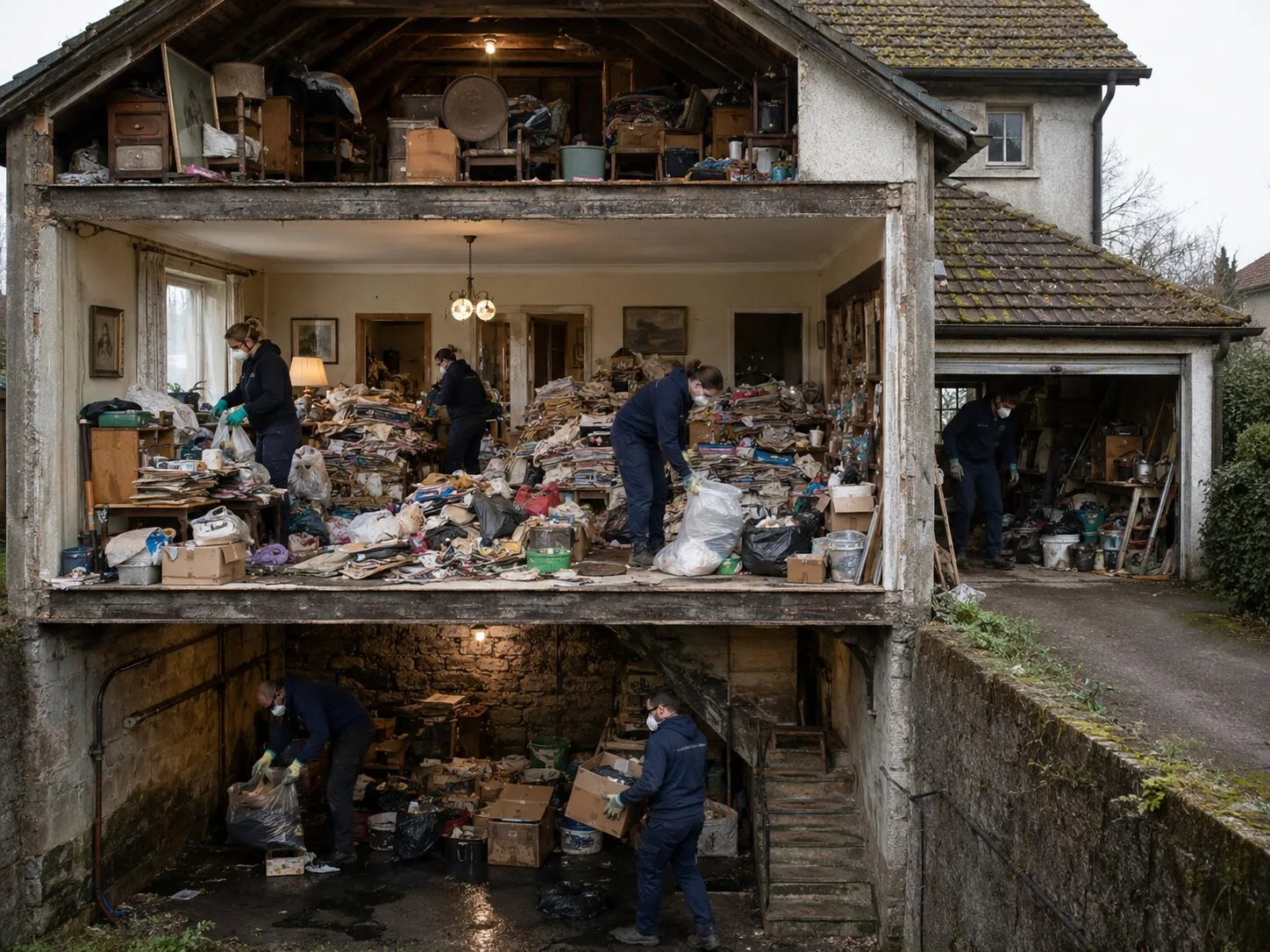 Comment gérer un Diogène en maison individuelle avec dépendances, garage, grenier et cave ?