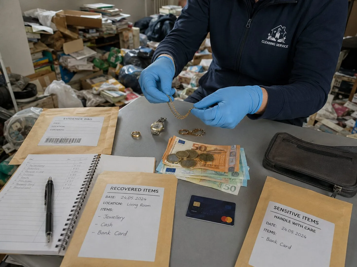 Comment gérer les bijoux, liquide, cartes bancaires retrouvés pendant un débarras Diogène ?