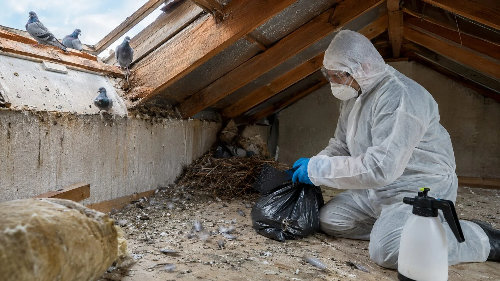 Comment traiter un logement avec infestation de pigeons à l’intérieur, pièce ou grenier ?