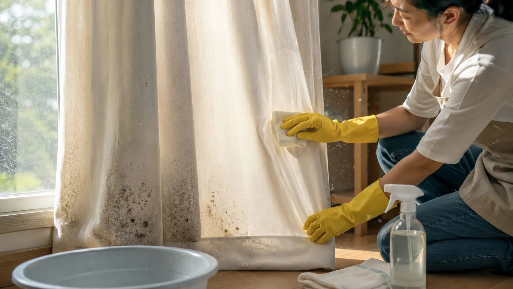 Comment nettoyer des rideaux saturés de poussière et moisissures sans les abîmer ?