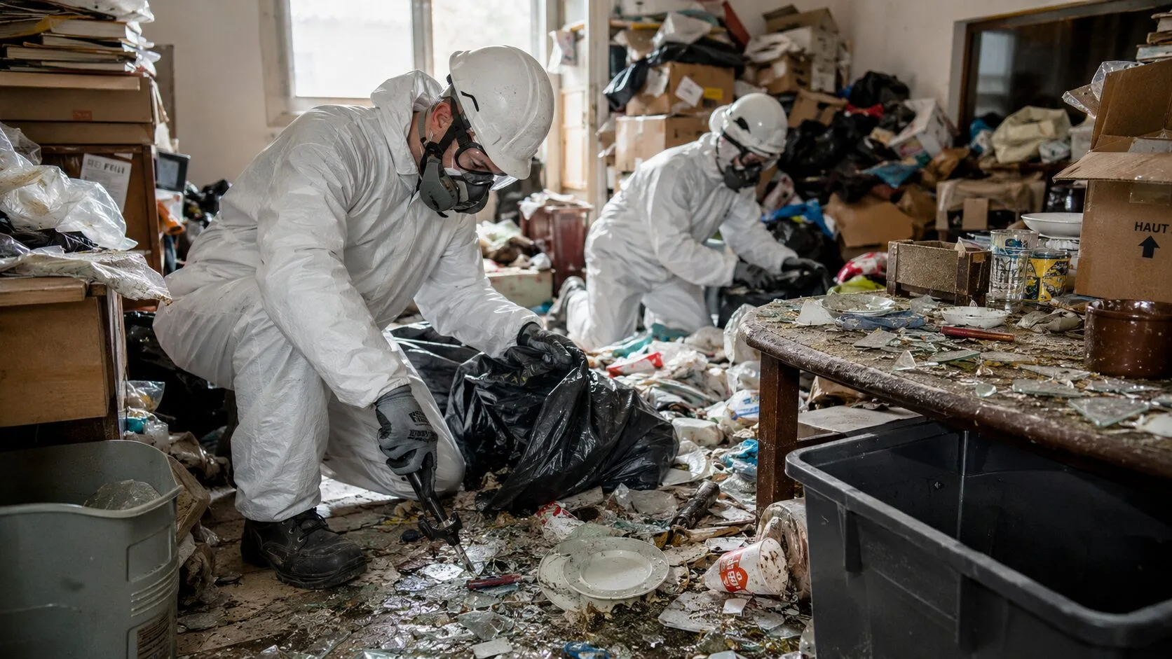 Comment traiter un logement Diogène avec accumulation de verre cassé et lames dissimulées ?