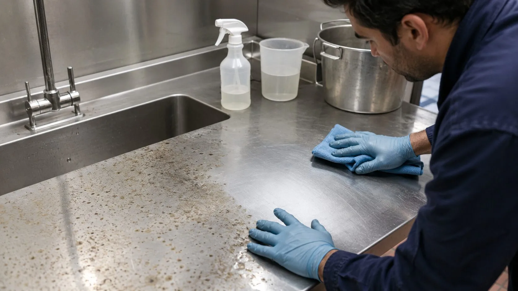Comment traiter des surfaces inox piquées par produits corrosifs utilisés au mauvais dosage ?