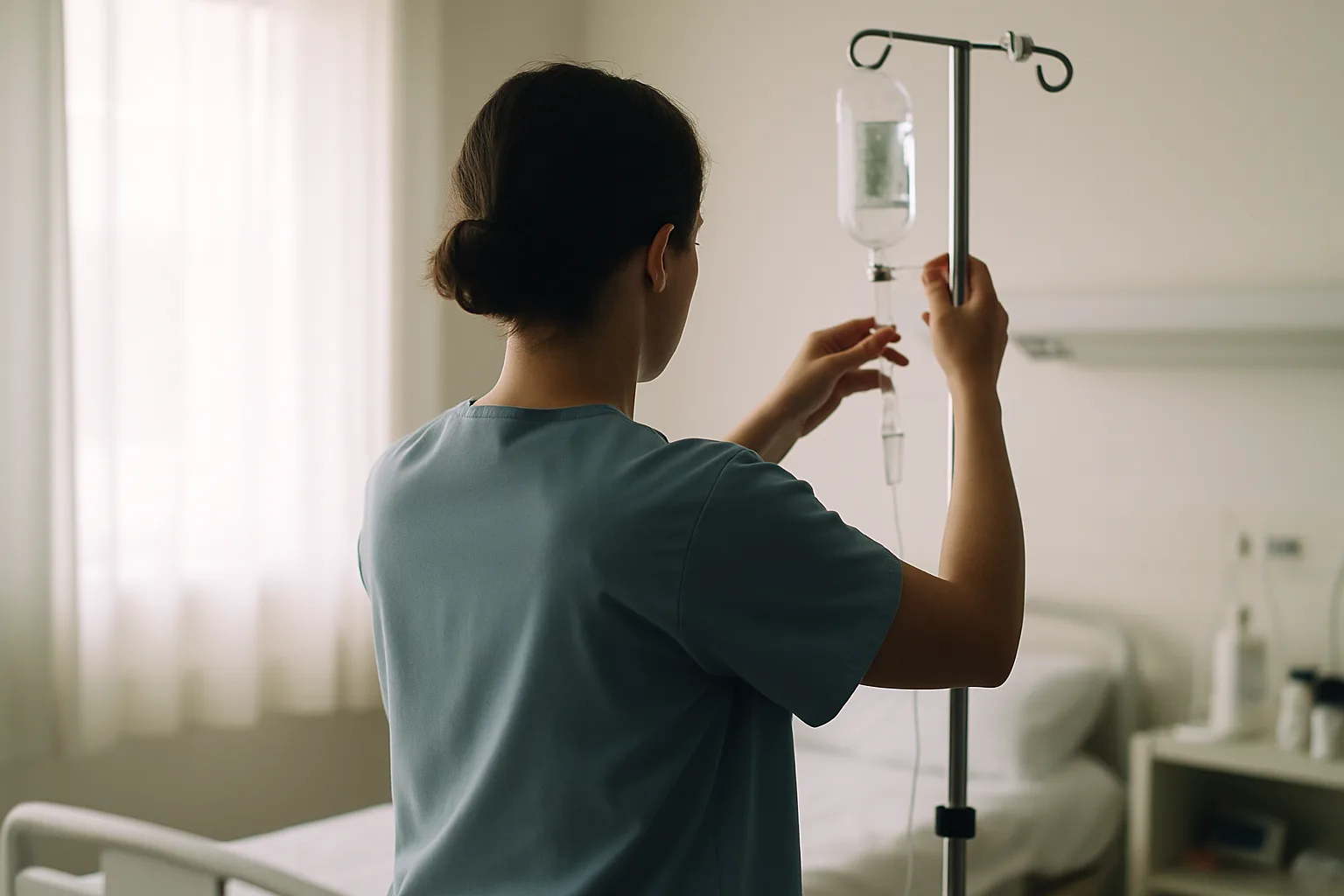 Soignant ajustant un environnement sécurisé pour un patient atteint du syndrome de Korsakoff