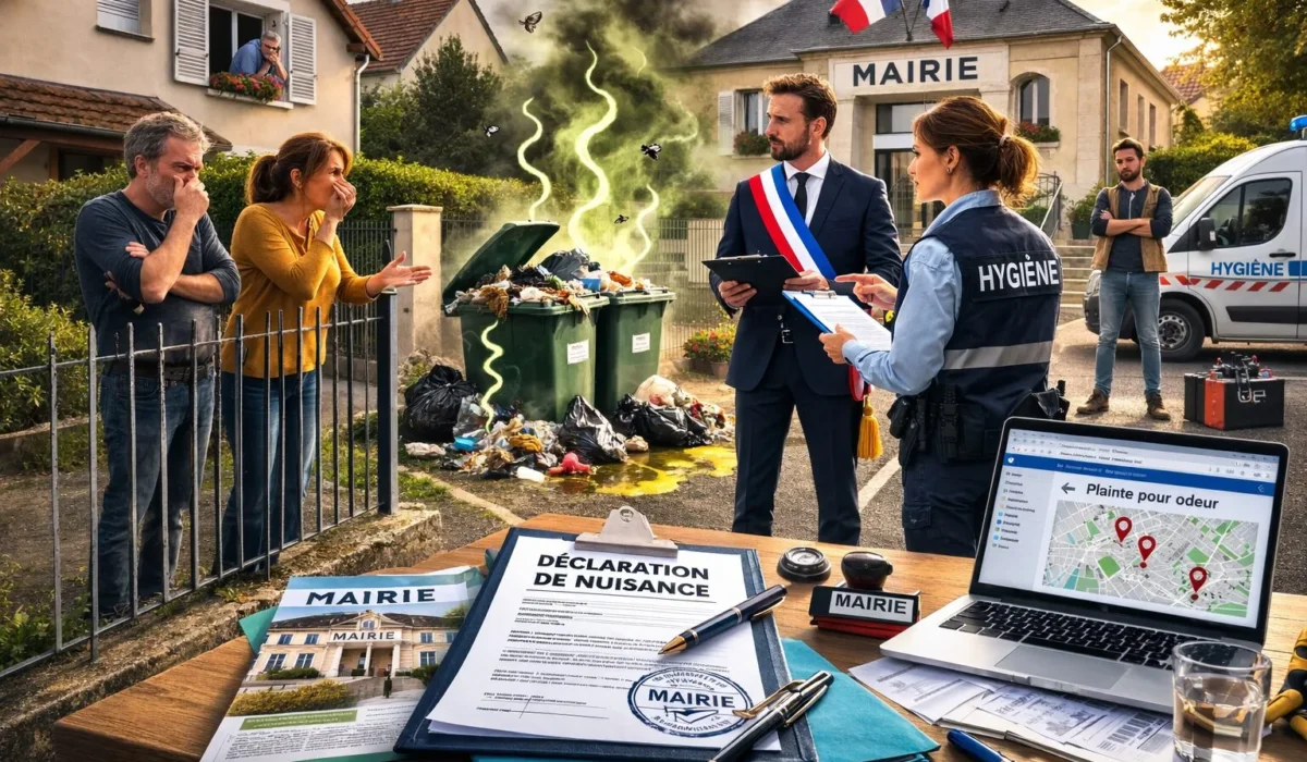 Quelles démarches avec mairie/hygiène si l’odeur se propage chez les voisins ?