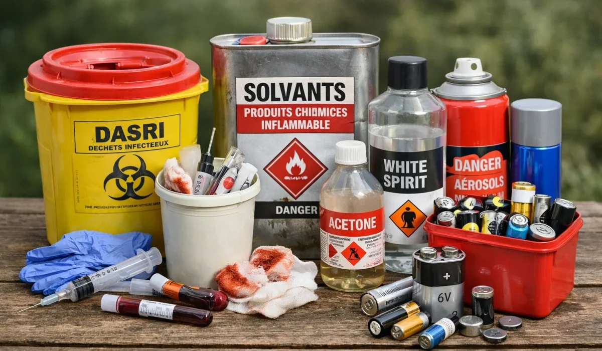 Quels déchets nécessitent une filière spécifique (DASRI, solvants, aérosols, piles) ?