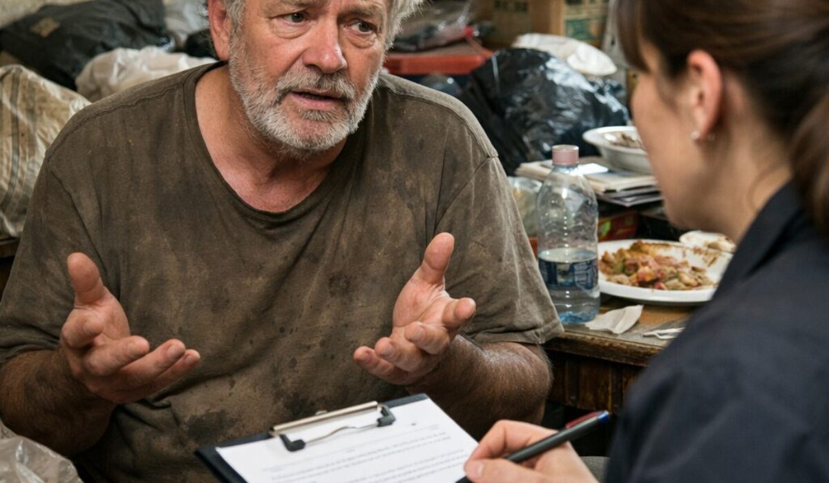 Proche discutant avec une personne vivant dans un logement très encombré pour évaluer les conséquences sanitaires de son refus d’aide
