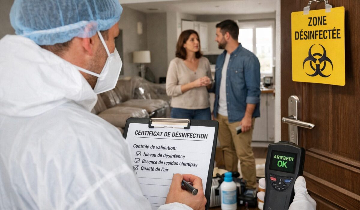 Inspection après désinfection d’un logement avec contrôle des critères de validation avant réintégration des occupants