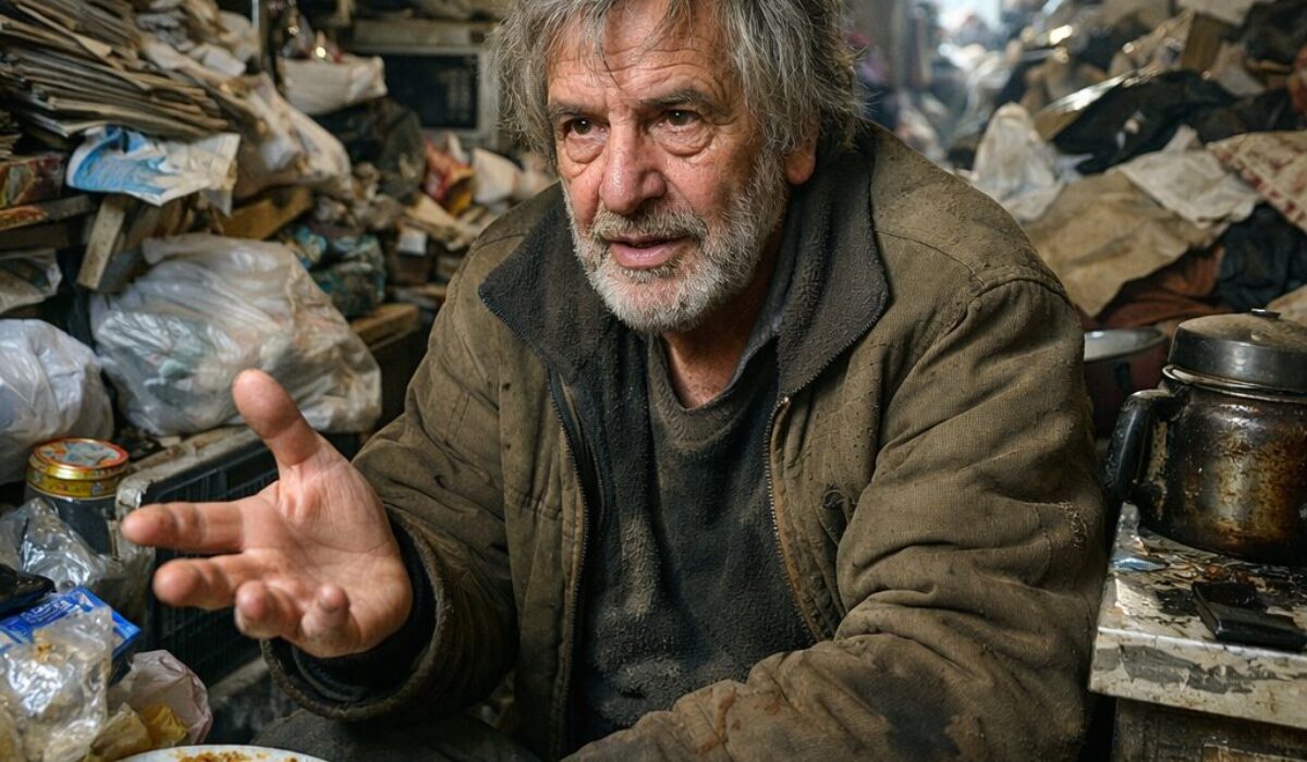 Patient atteint du syndrome de Diogène dans un logement très encombré, illustrant la logique apparente utilisée pour justifier un environnement dangereux