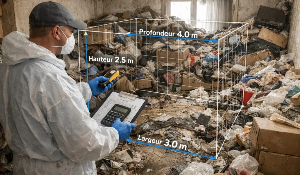 Débarras insalubre : comment estimer le volume réel (m³) sans sous-évaluer le chantier ?