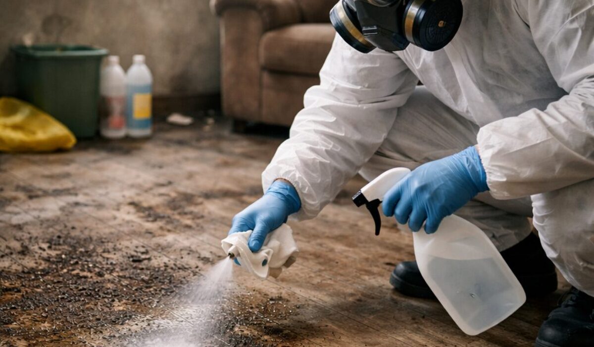 Intervention d’assainissement en milieu contaminé pour supprimer durablement une odeur de décomposition et éviter son retour.