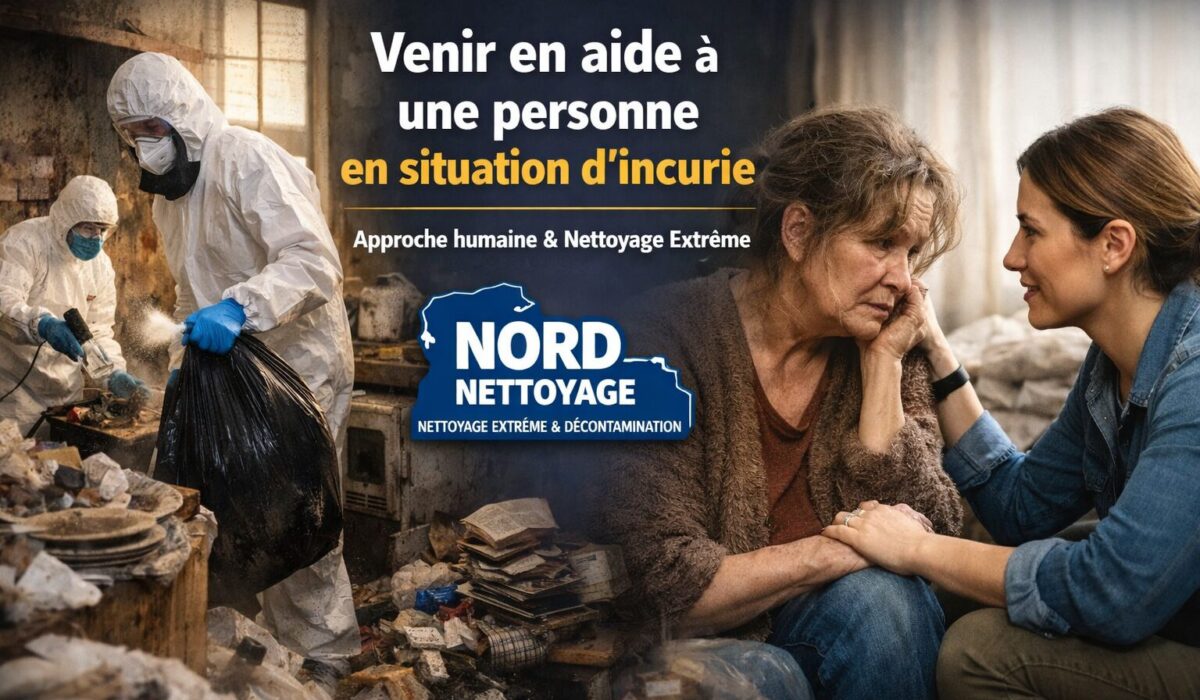 Intervention de nettoyage extrême auprès d’une personne en situation d’incurie, avec une approche humaine, respectueuse et professionnelle par NORD NETTOYAGE.