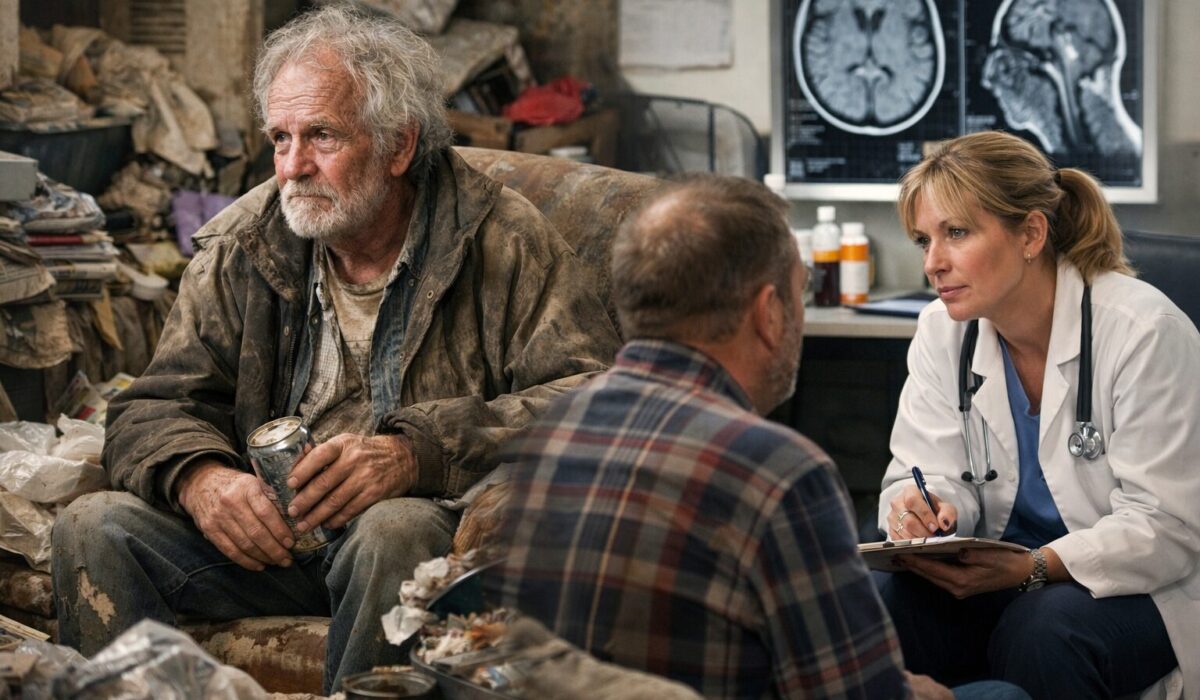 Patient âgé vivant dans un logement insalubre, évalué par un médecin dans le cadre d’un diagnostic différentiel entre incurie de type Diogène, pathologie neurologique et trouble addictif