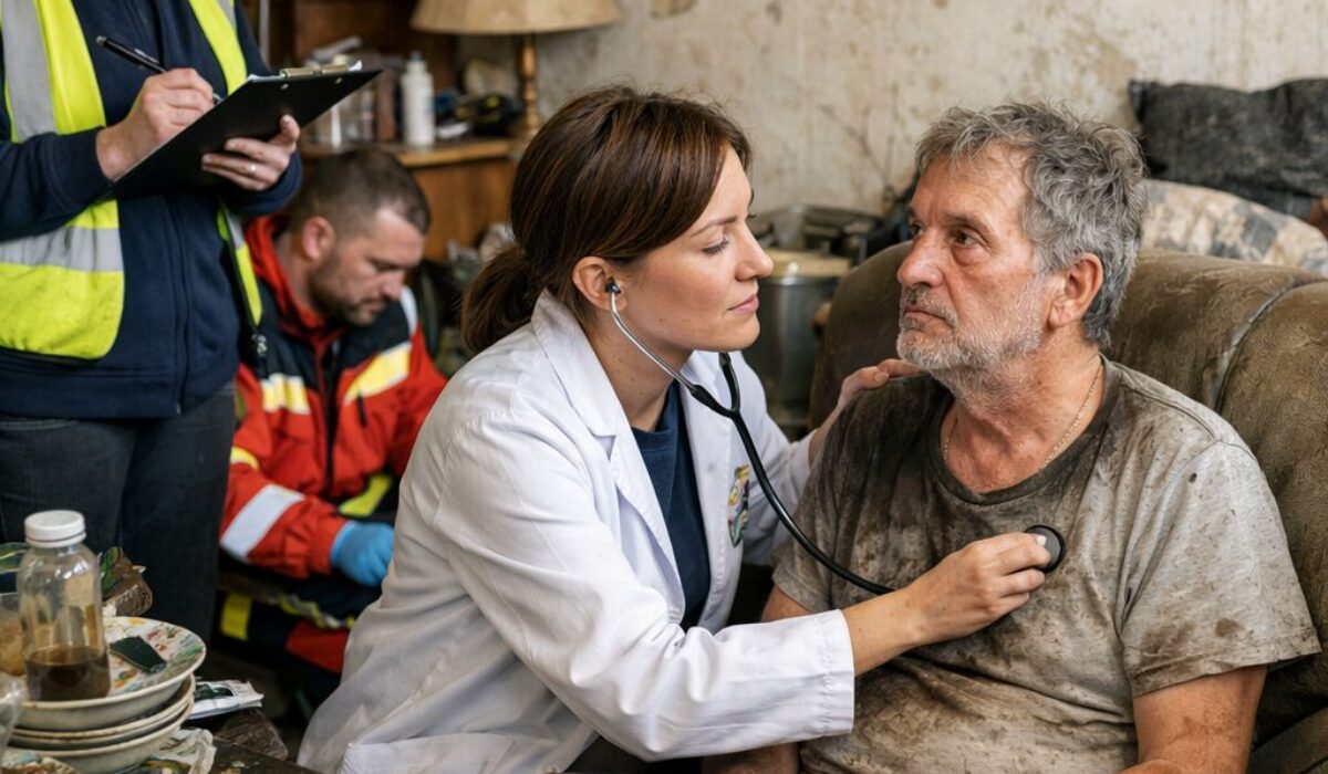 Patient en situation d’incurie à domicile pendant une évaluation médicale et sociale visant à déterminer s’il faut privilégier la remise en ordre du logement ou la stabilisation clinique.