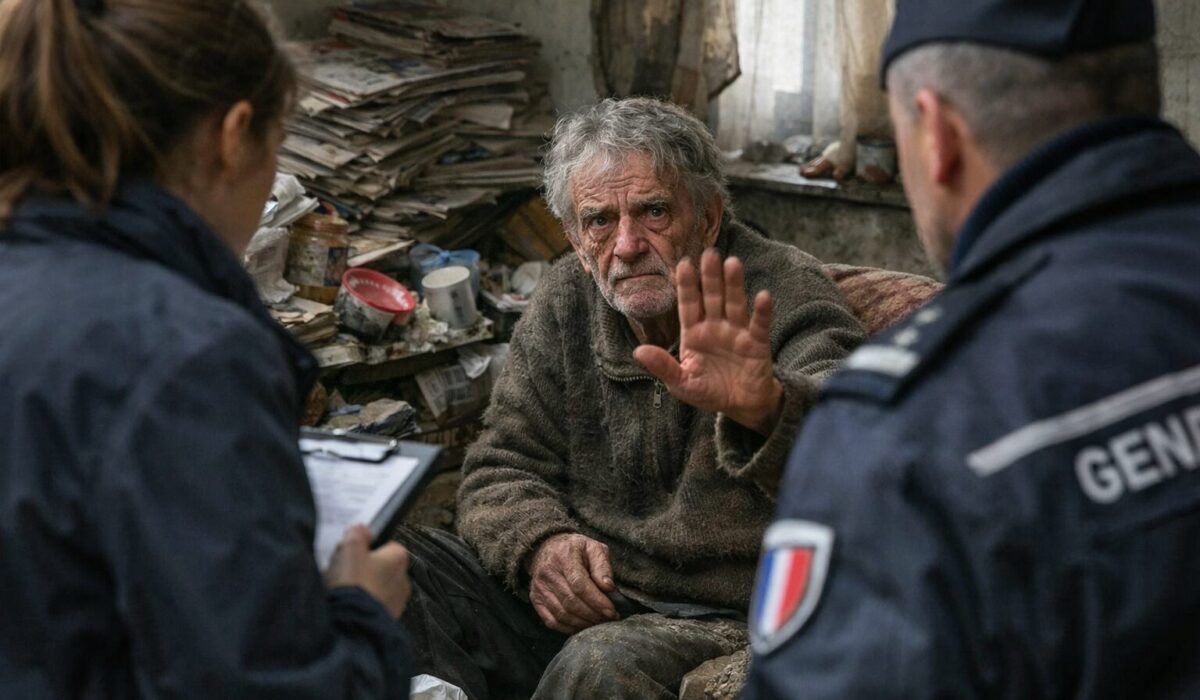 Homme âgé dans un logement très dégradé refusant une aide par peur d’être placé, jugé ou dépossédé en situation d’incurie