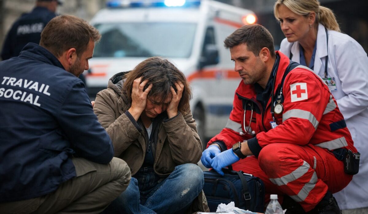 Intervention coordonnée entre travailleur social et secours auprès d’une personne en détresse nécessitant une réorientation vers une urgence médicale ou psychiatrique