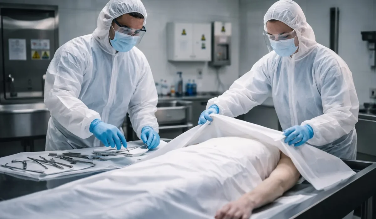 Intervention post mortem réalisée selon 4 protocoles sanitaires