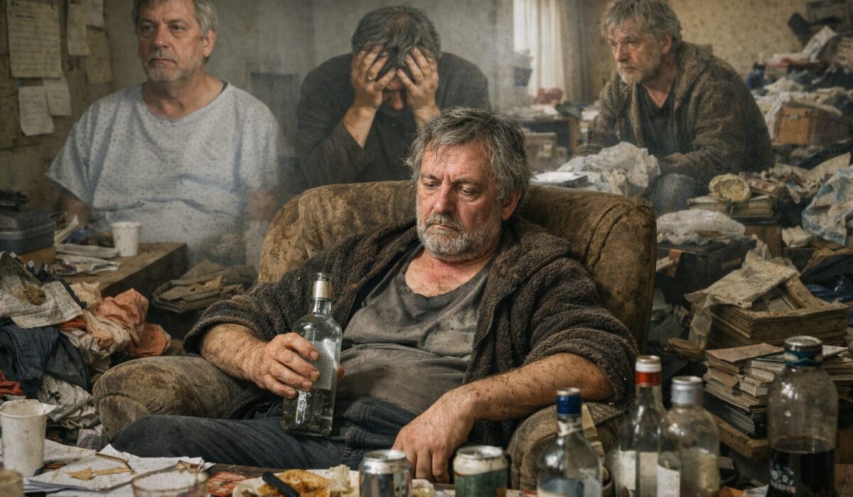 Patient alcoolodépendant en situation d’incurie dans un logement insalubre, illustration réaliste des différences entre syndrome de Korsakoff, dépression et syndrome de Diogène associé.