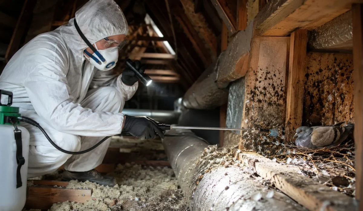 Comment traiter les acariens et parasites liés aux nids de pigeons dans les gaines et les combles ?