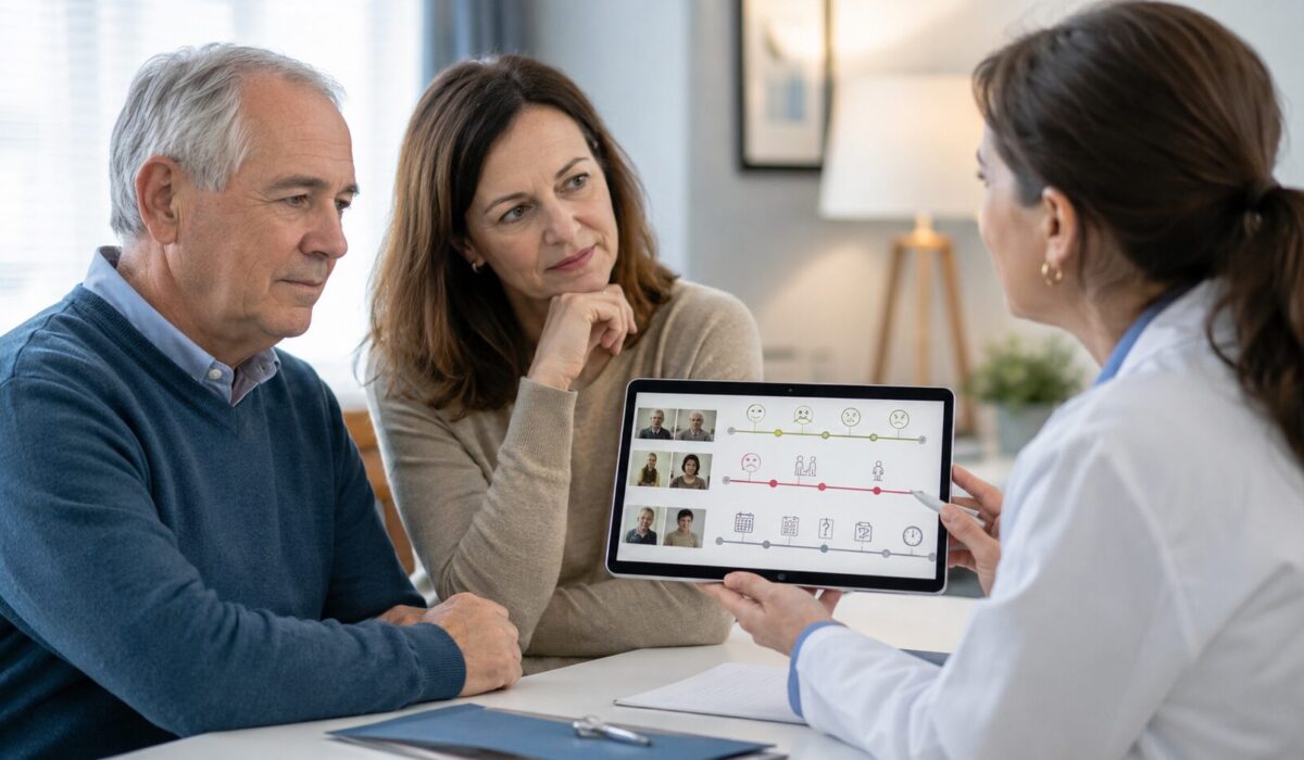 Consultation médicale sur la chronologie des symptômes pour différencier trouble de personnalité, dépression et déclin neurocognitif