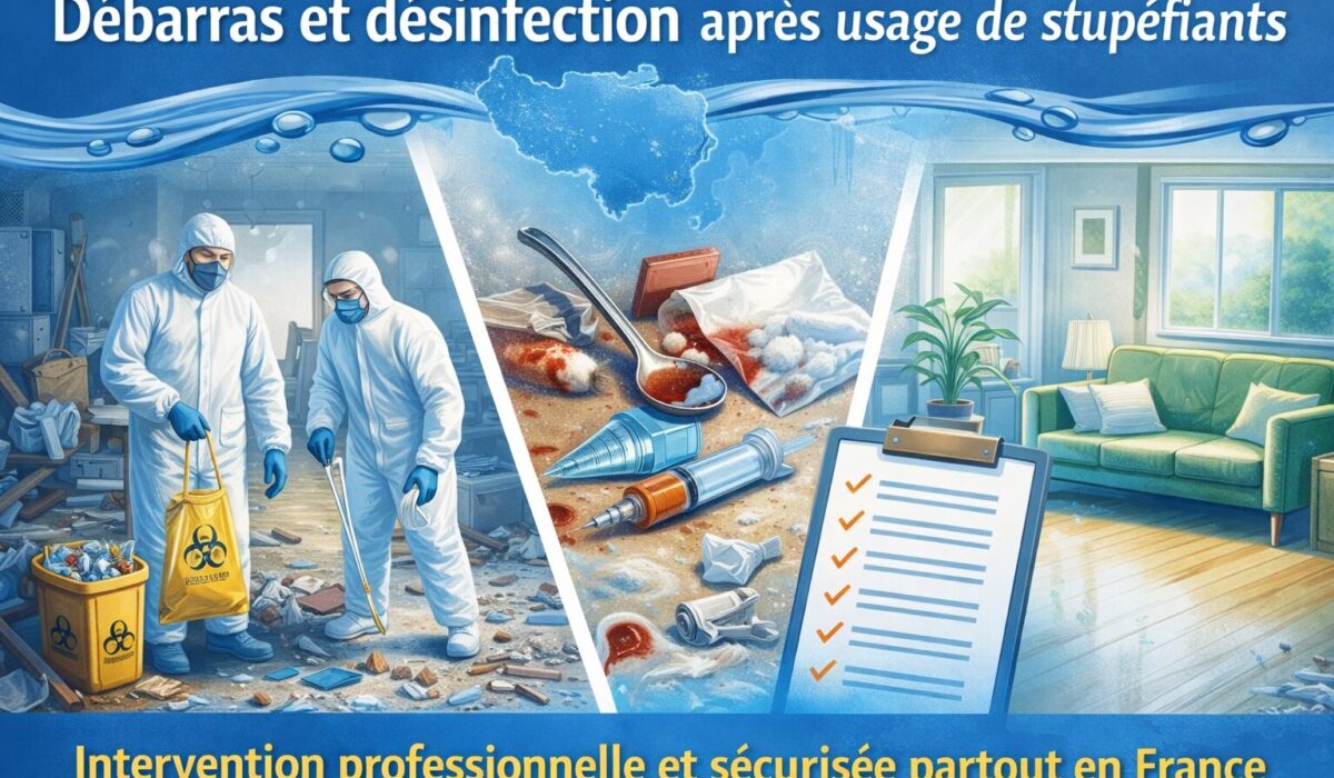 Intervention professionnelle de débarras et désinfection après présence de déchets liés à l’usage de stupéfiants dans un logement