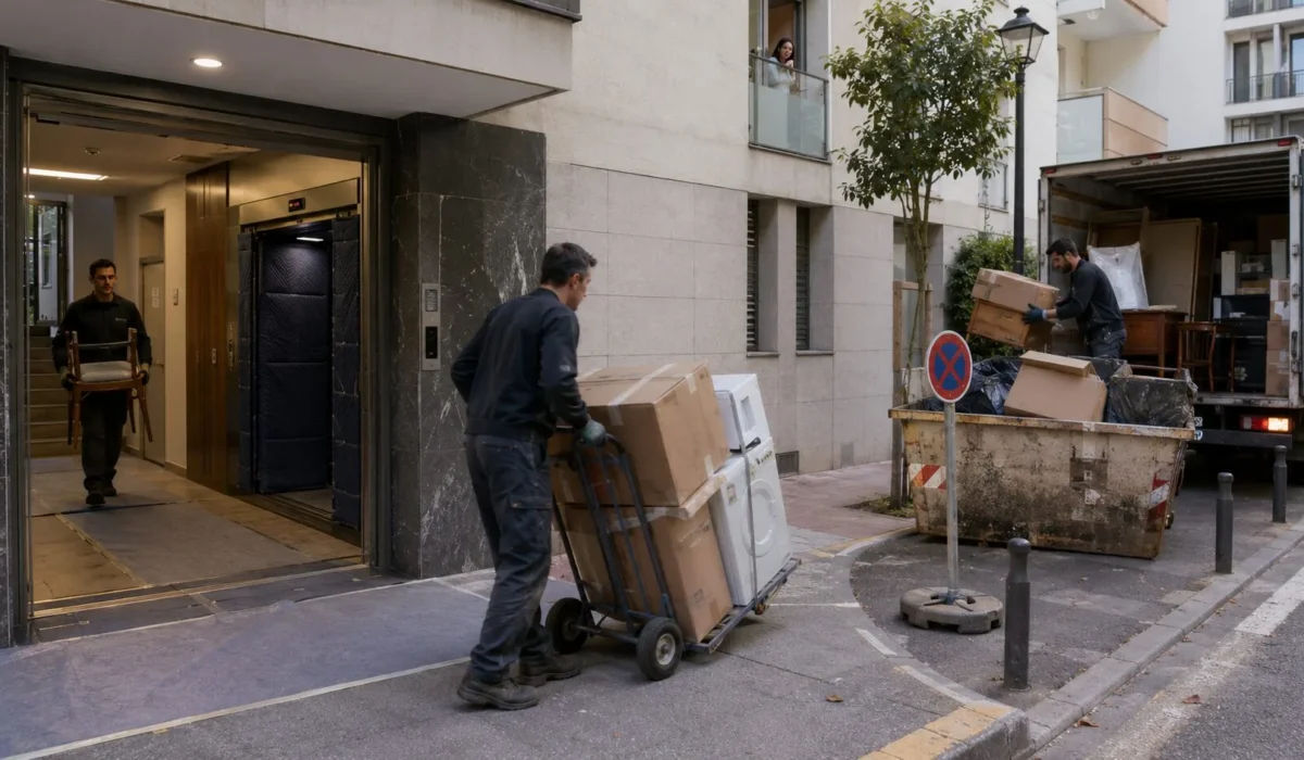Comment organiser un débarras en immeuble : bennes, stationnement, ascenseur, nuisances