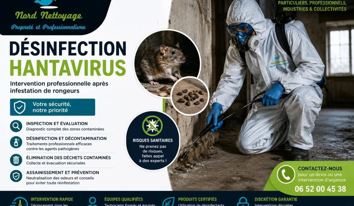 Désinfection de l’Hantavirus : NORD NETTOYAGE, votre spécialiste de la décontamination sanitaire