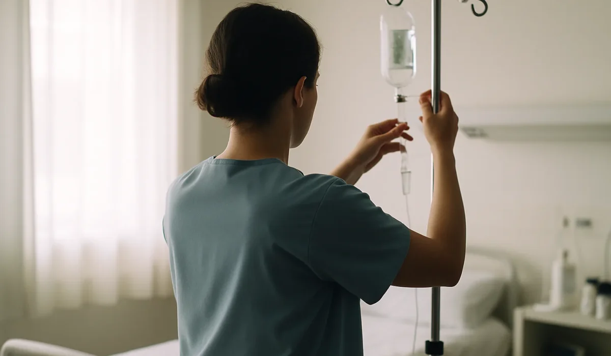 Soignant ajustant un environnement sécurisé pour un patient atteint du syndrome de Korsakoff