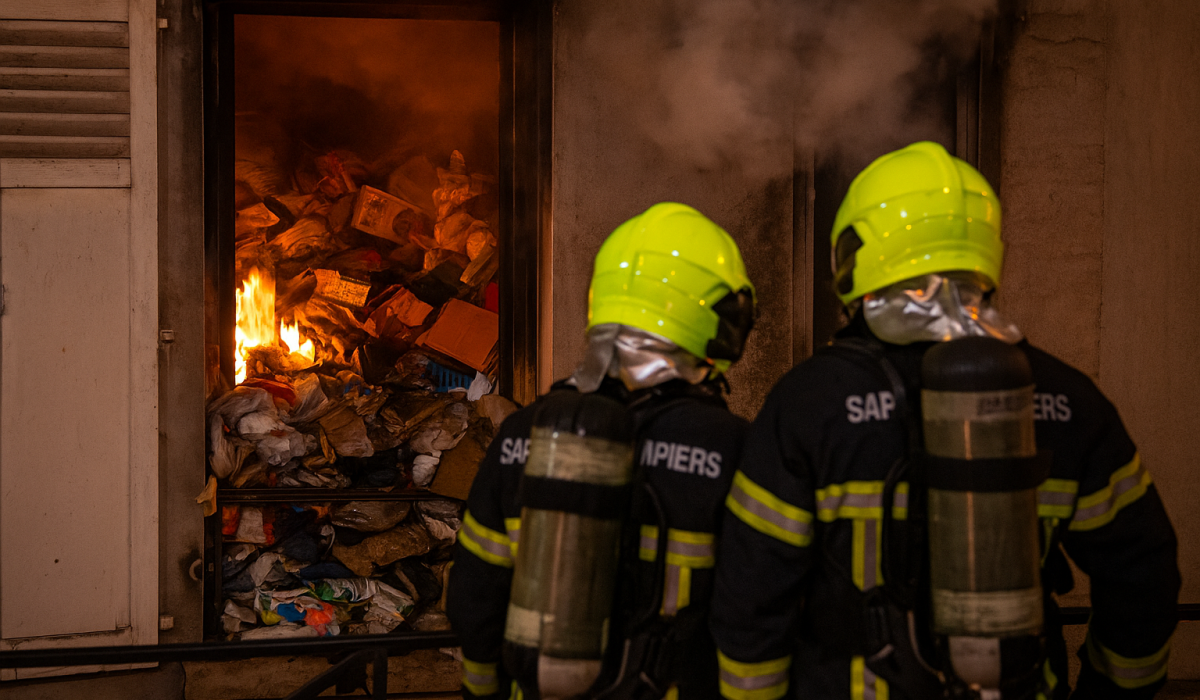 Appartement en feu à Rouen envahi par un syndrome de Diogène, intervention des pompiers