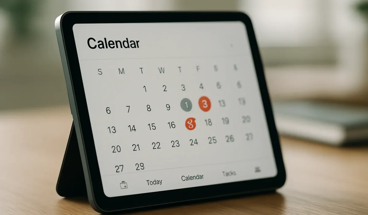Gros plan sur un calendrier électronique affichant des rappels actifs