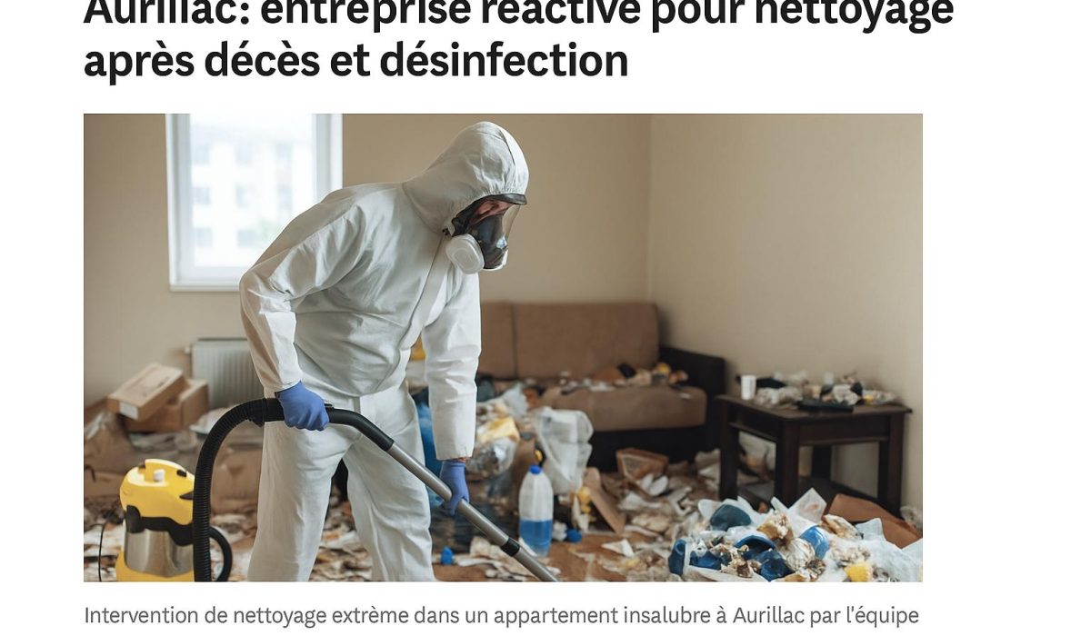 Technicien NORD NETTOYAGE désinfectant un logement après un décès à Aurillac dans un contexte d'insalubrité sévère