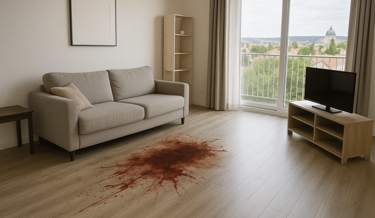 Salon vide et silencieux dans une maison de Vandœuvre-lès-Nancy après un décès.