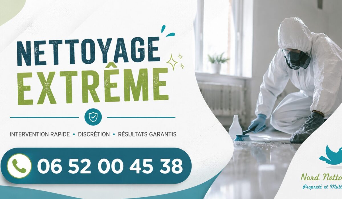 Nettoyage extrême à Andrésy par Nord Nettoyage, intervention rapide pour logements insalubres, syndrome de Diogène et désinfection complète.