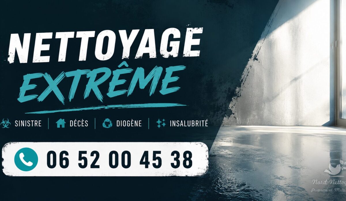 Nettoyage extrême à Aulnat par Nord Nettoyage avec intervention rapide après sinistre, décès, syndrome de Diogène et insalubrité.