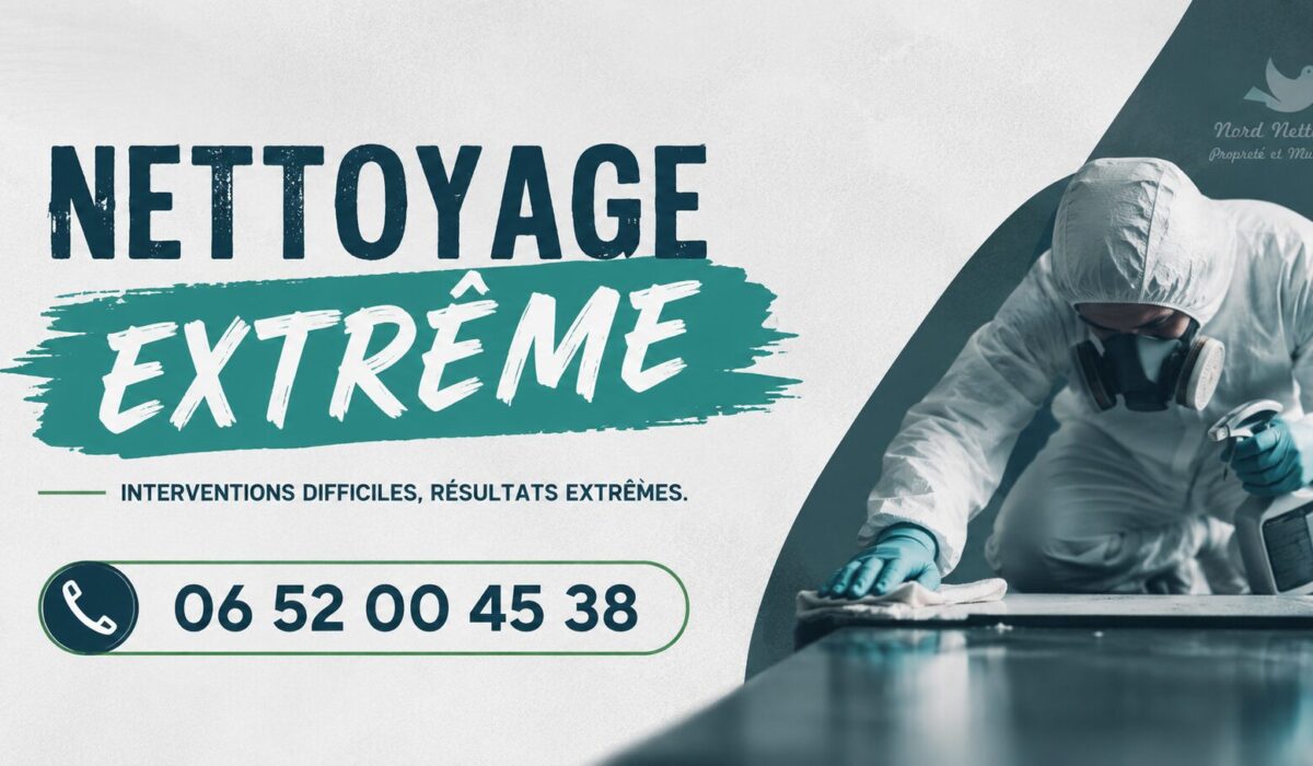 Visuel de nettoyage extrême à Beaujeu avec intervention spécialisée, désinfection approfondie et numéro de contact 06 52 00 45 38.
