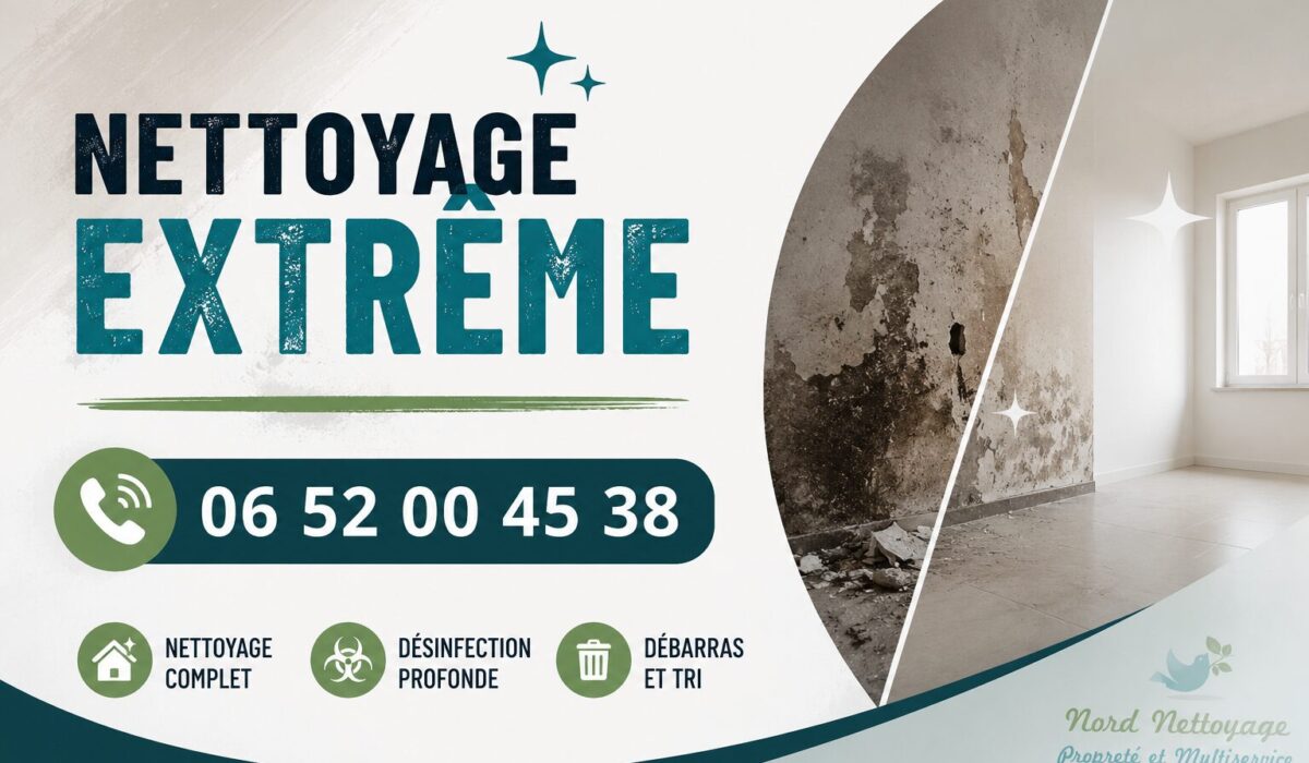 Avant après d’un nettoyage extrême à Le Bourget avec désinfection, débarras et assainissement complet d’un logement insalubre.