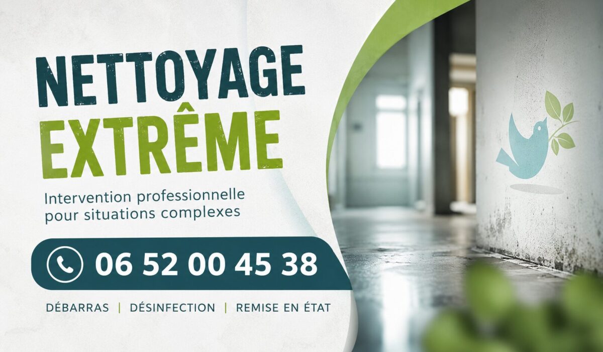 Équipe de nettoyage extrême intervenant à Cailloux-sur-Fontaines pour la remise en état de logements insalubres, syndrome de Diogène et désinfection complète.