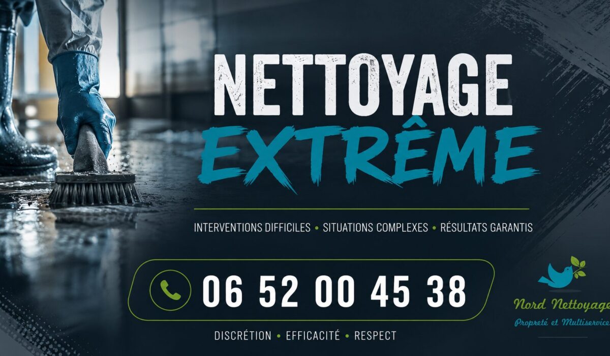 Équipe spécialisée en nettoyage extrême à Combronde intervenant dans un logement insalubre pour une remise en état complète et sécurisée.