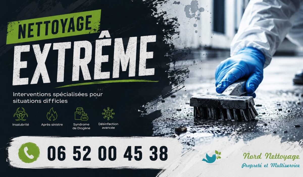 Nettoyage extrême à Communay par Nord Nettoyage avec intervention rapide pour logements insalubres, syndrome de Diogène et après sinistre.
