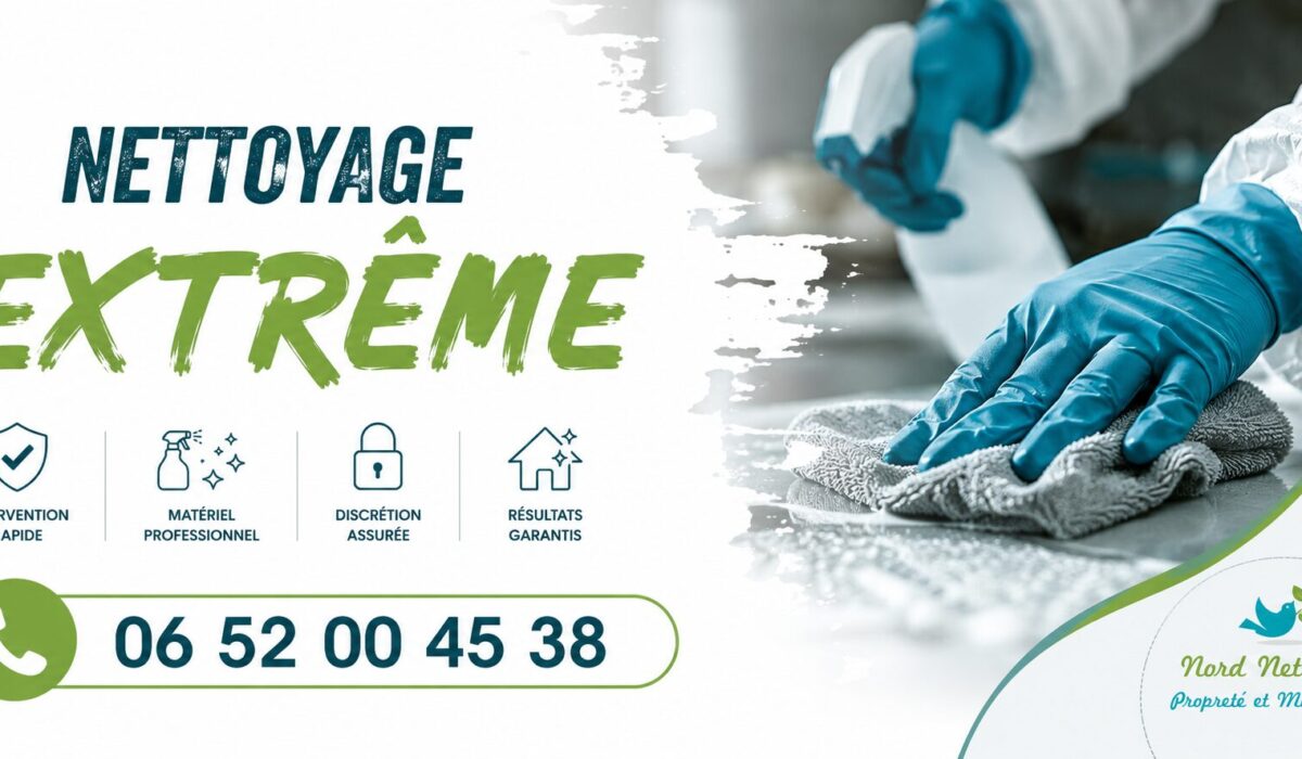 Nettoyage extrême à Courpière avec intervention professionnelle pour désinfection, décontamination et remise en état.