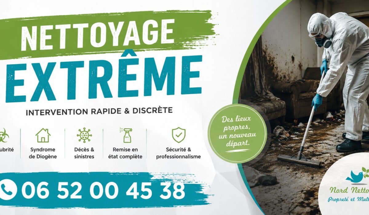 Nettoyage extrême à Épagny par Nord Nettoyage : intervention après syndrome de Diogène, sinistre, décès, logement insalubre et remise en état.