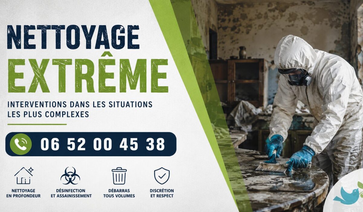 Intervention de nettoyage extrême à Izernore avec désinfection, débarras et remise en état complète des lieux insalubres.