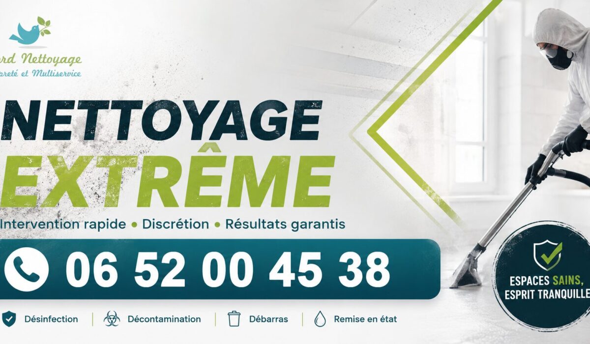Nettoyage extrême à Juvisy-sur-Orge avec désinfection et remise en état complète.