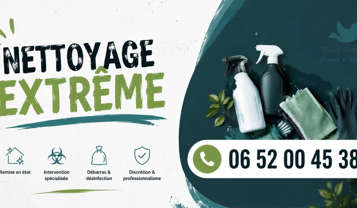 Nettoyage extrême avec remise en état complète, désinfection et débarras rapide par Nord Nettoyage