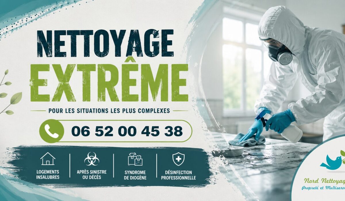 Nettoyage extrême à Langeac par Nord Nettoyage, intervention après syndrome de Diogène, décès, sinistre et logement insalubre.