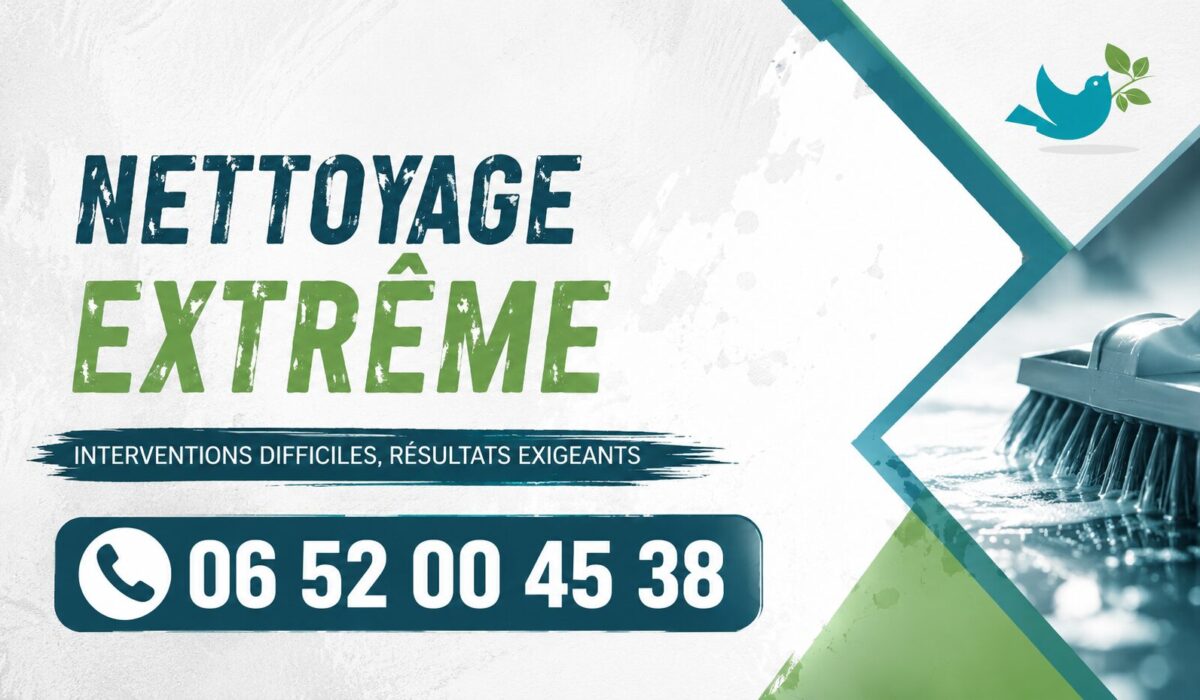 Visuel de Nord Nettoyage présentant un service de nettoyage extrême à Le Pouzin avec le numéro 06 52 00 45 38 pour les interventions d'urgence.